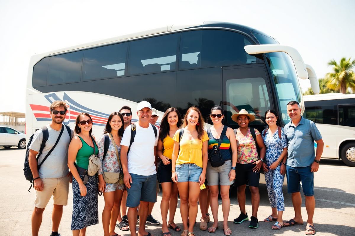 Grupo de clientes da CELIOTUR antes do embarque